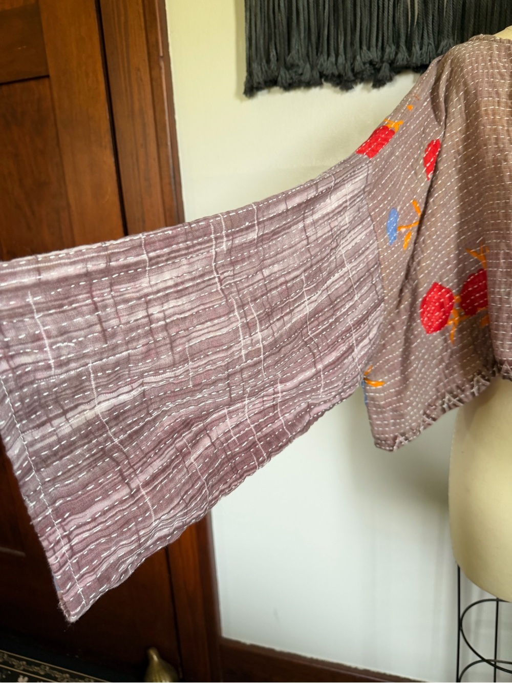 Kantha Bae Abundance Crop Top Long Sleeves Reversible Free Size - Picture 2 of 7